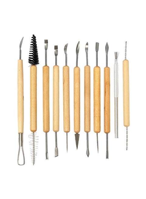 Smart Ceramic Wooden Handle Pottery Clay Sculpting Tools 11 Pieces